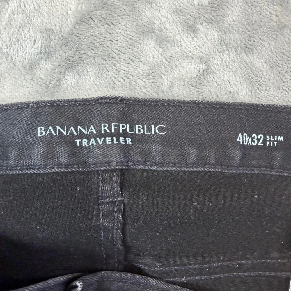 Banana Republic Traveler Slim Fit Jeans Mens 40x32 Black Stretch Denim Pants‎